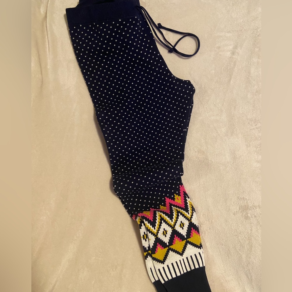 Old Navy Blue Fair Isle Knit Leggings Size L